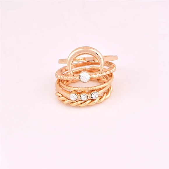 🆕 5 Midi Knuckle Celestial Gold Ring Set - Picture 3 of 3